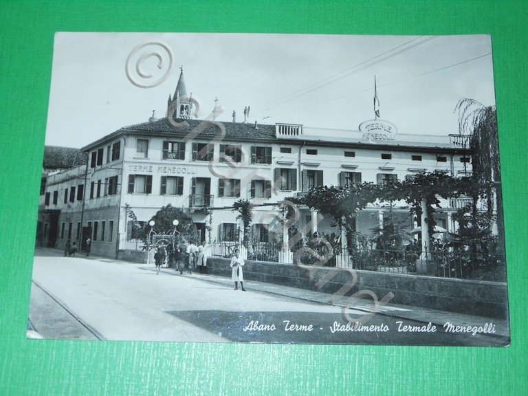 Cartolina Abano Terme - Stabilimento Termale Menegolli 1952