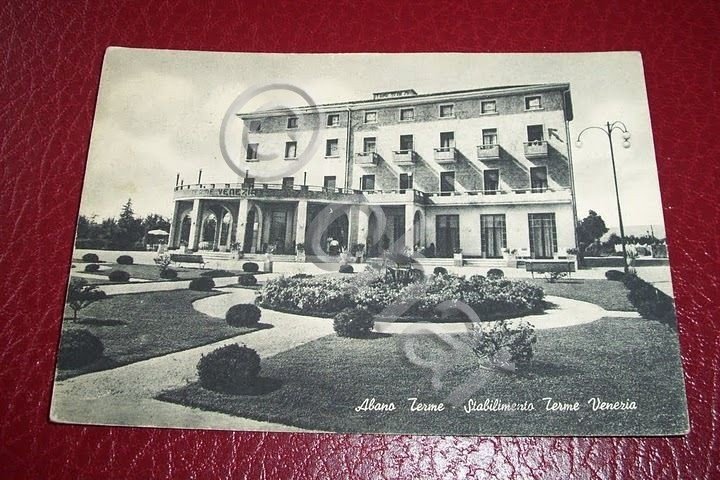 Cartolina Abano Terme - Stabilimento Terme Venezia1954