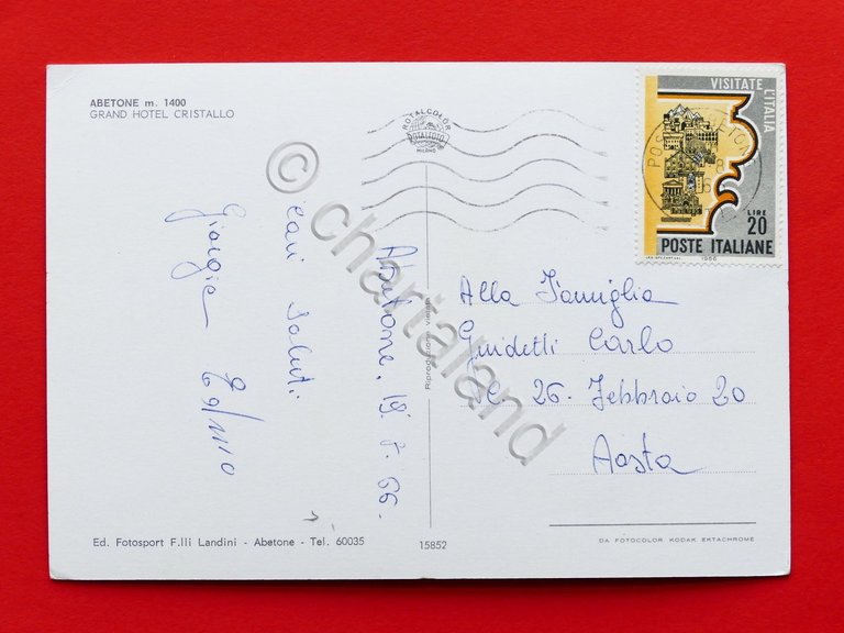 Cartolina Abetone - Grand Hotel Cristallo - 1966.
