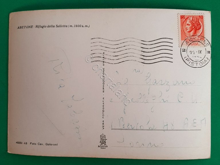 Cartolina Abetone - Rifugio della Selletta - 1954