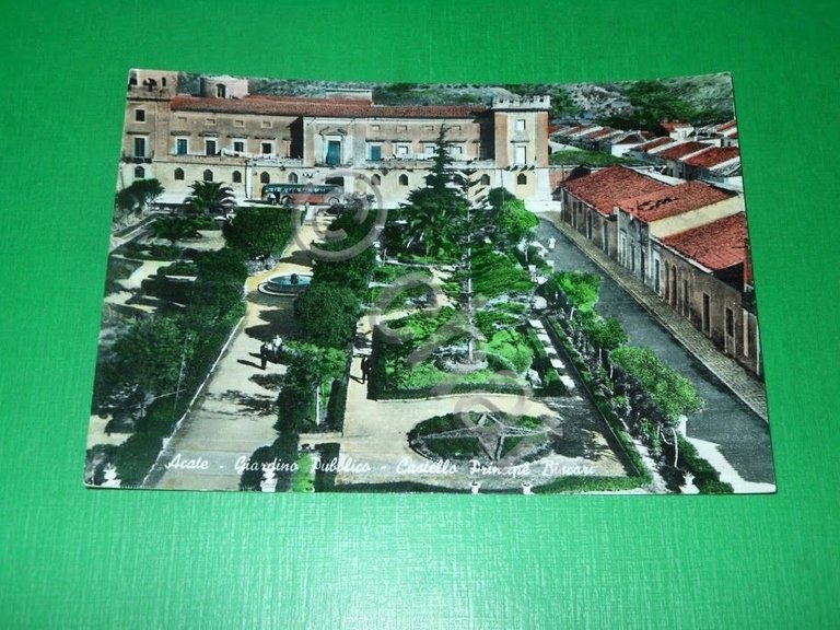 Cartolina Acate - Giardino Pubblico - Castello Principe Biscari 1963