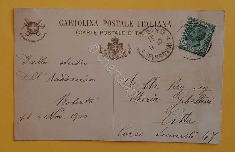 Cartolina Accademia Militare - 1910