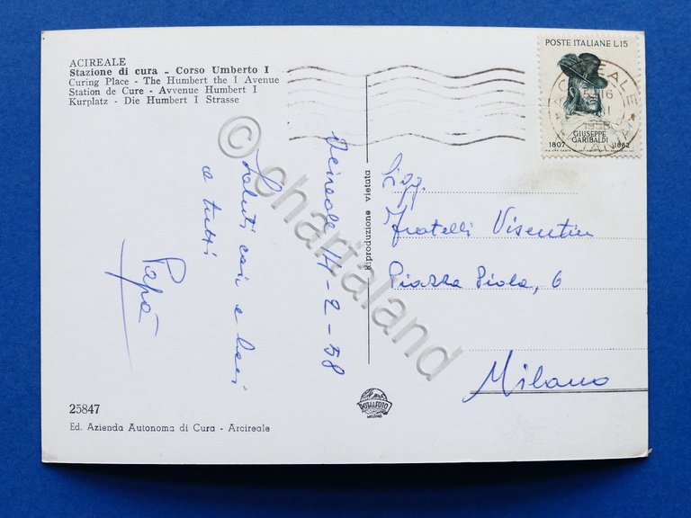 Cartolina Acireale - Stazione di Cura - Corso Umberto I …
