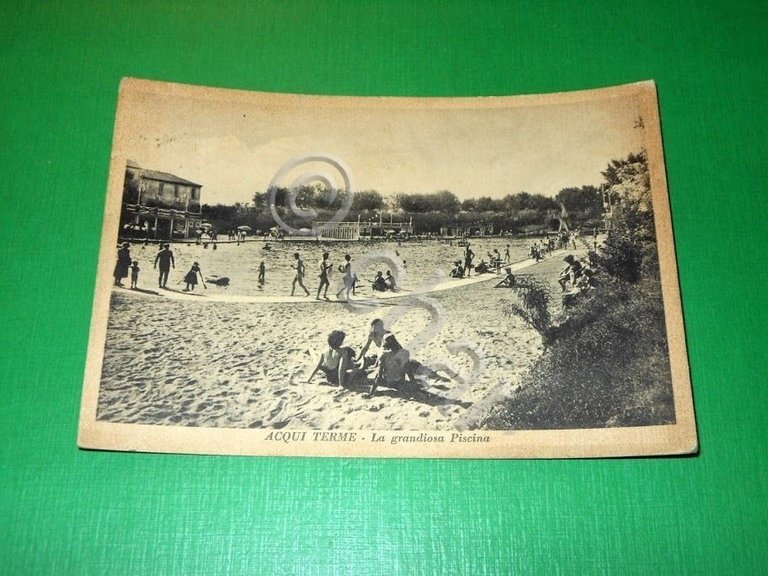 Cartolina Acqui Terme - La Grandiosa Piscina 1952.