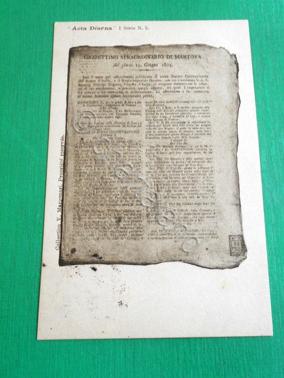 Cartolina Acta Diurna - Estratto del Gazzettino Straordinario di Mantova …