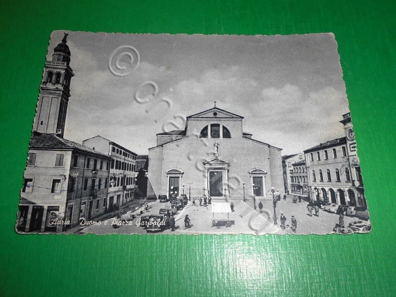 Cartolina Adria - Duomo e Piazza Garibaldi 1955.