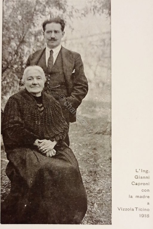 Cartolina Aeronautica - Ing. Gianni Caproni con la madre a …