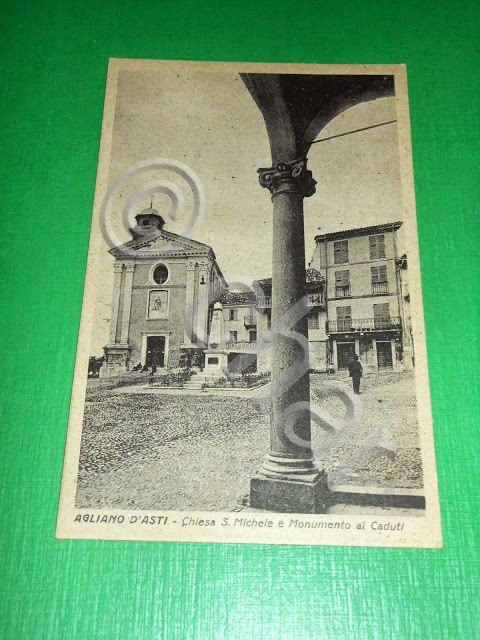 Cartolina Agliano d' Asti - Chiesa S. Michele e Monumento …