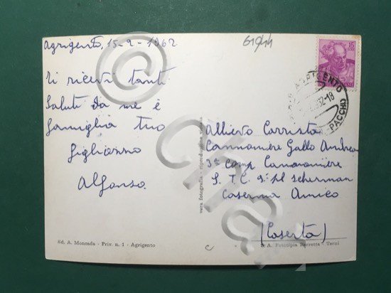 Cartolina Agrigento - Piazza Vittorio Emanuele - 1962