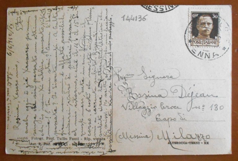 Cartolina Aidone (Sicilia) - Piazza Filippo Cordova - 1942