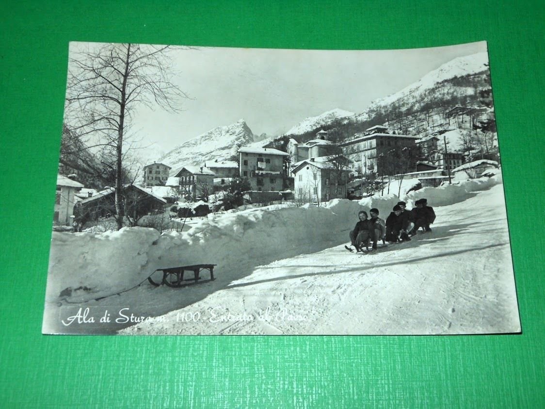 Cartolina Ala di Stura - Entrata al Paese 1954.