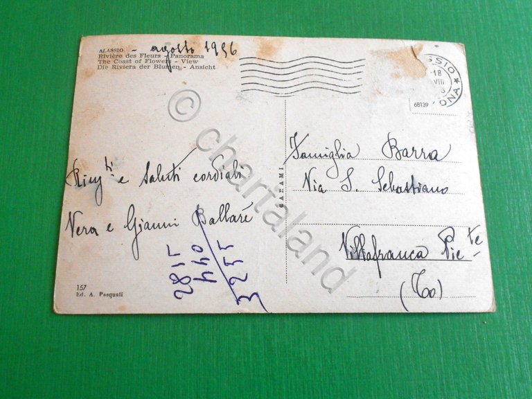 Cartolina Alassio - Panorama 1956.