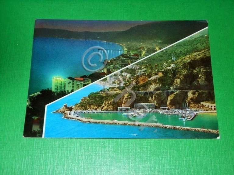 Cartolina Alassio - Panorama notturno 1967.