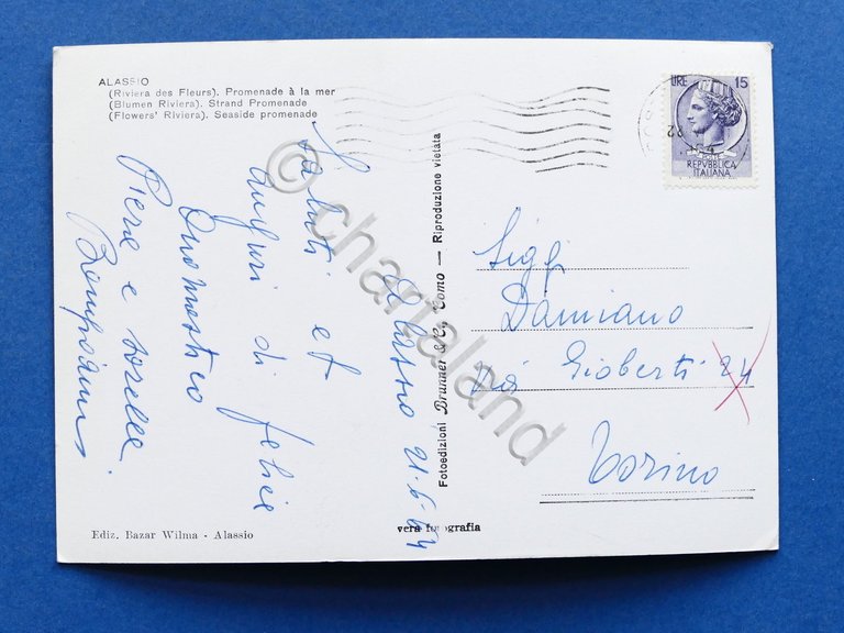 Cartolina Alassio - Passeggiata a mare - 1964.