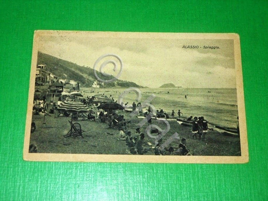 Cartolina Alassio - Spiaggia 1940 ca.