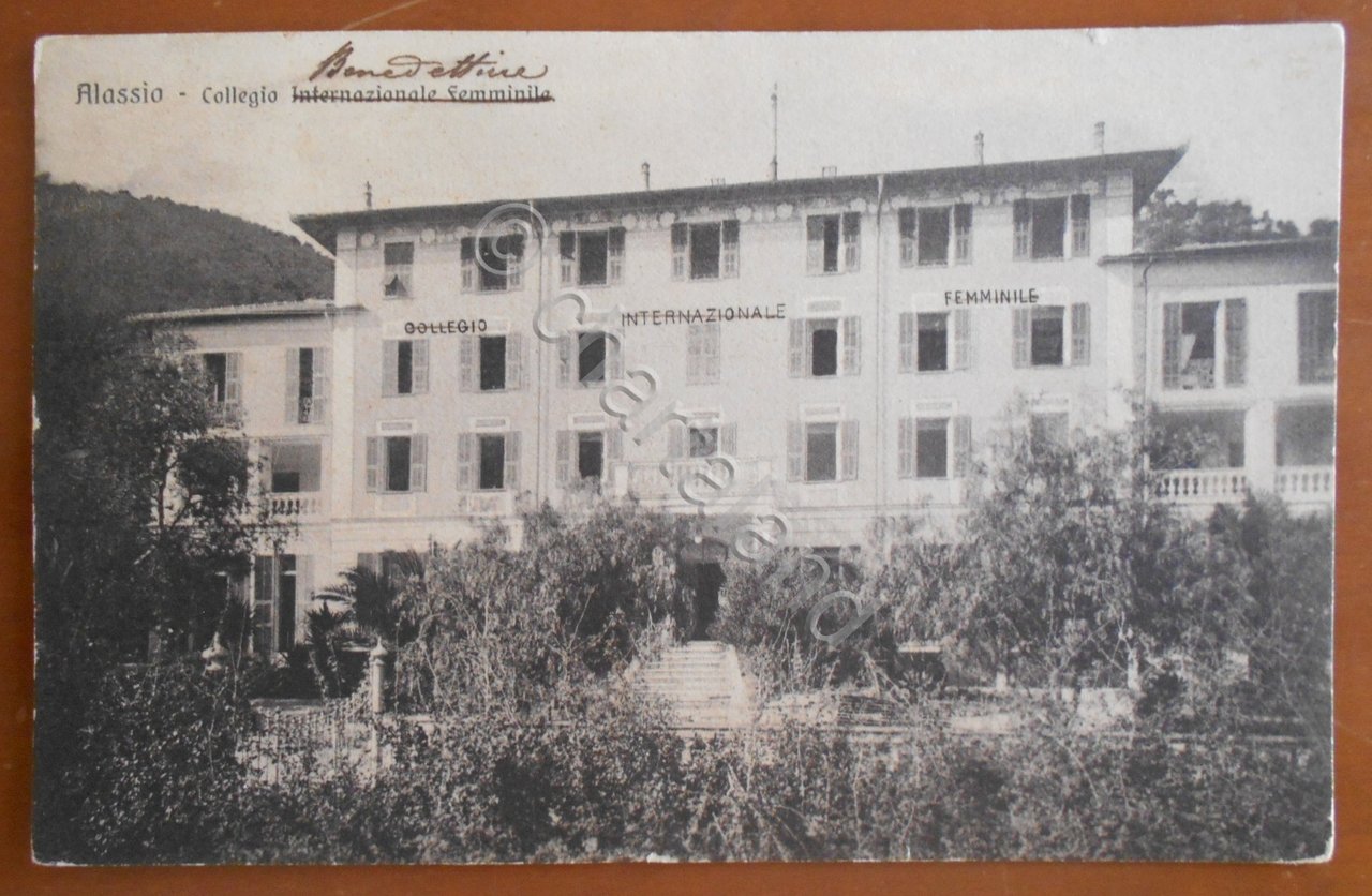 Cartolina Alassio (Liguria) - Collegio Benedettine - 1928