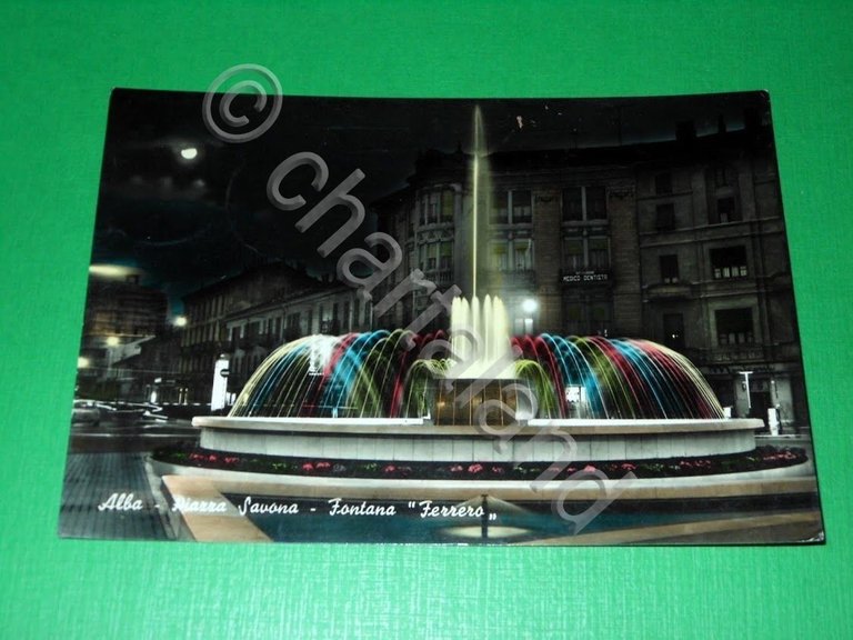 Cartolina Alba - Piazza Savona - Fontana Ferrero 1960.
