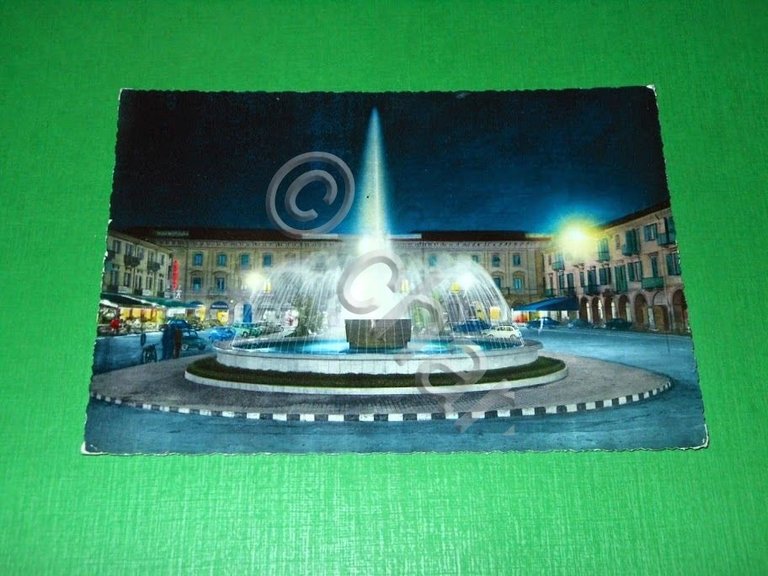 Cartolina Alba - Piazza Savona di notte 1966