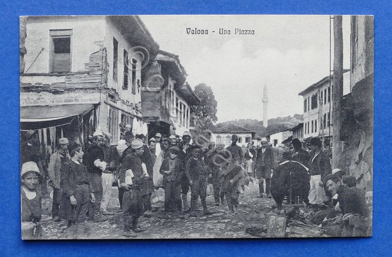 Cartolina Albania - Valona - Una Piazza - 1920 ca.