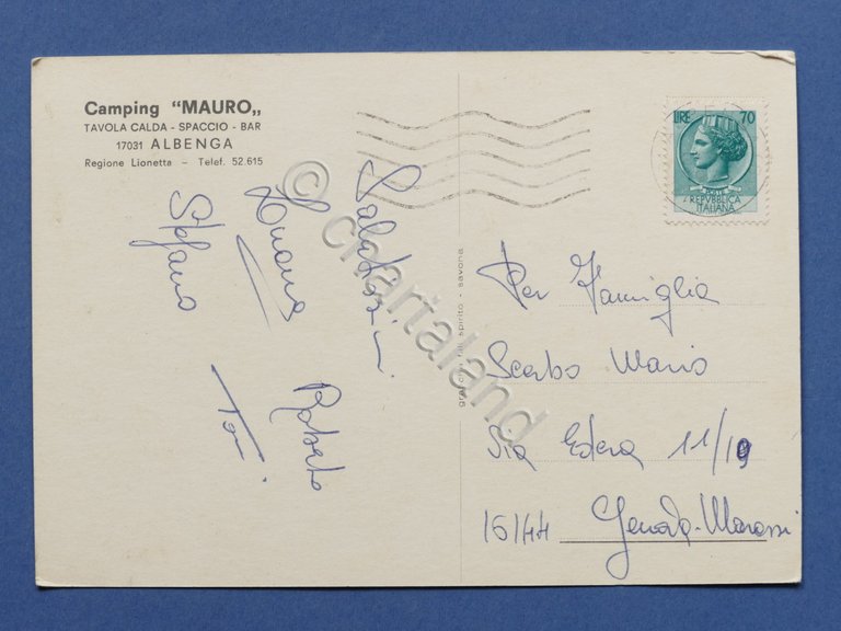 Cartolina Albenga - Camping Mauro - Tavola calda - Spaccio …