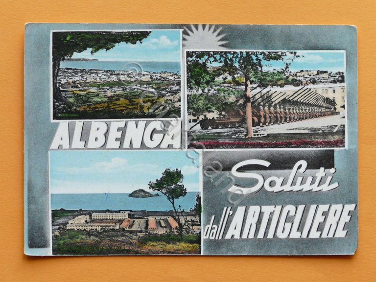 Cartolina Albenga - Saluti dall'Artigliere - 1962
