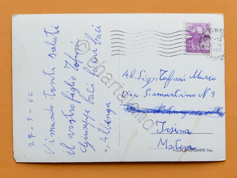 Cartolina Albenga - Saluti dall'Artigliere - 1962