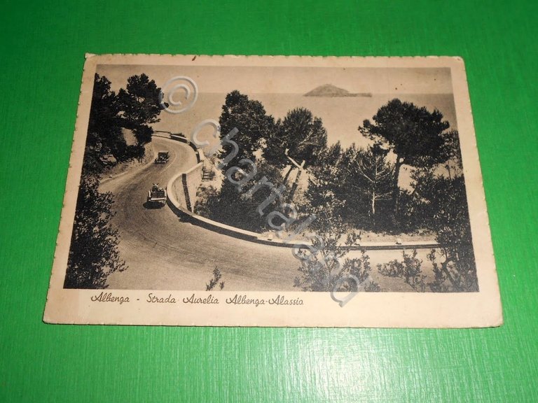Cartolina Albenga - Strada Aurelia Albenga - Alassio 1949