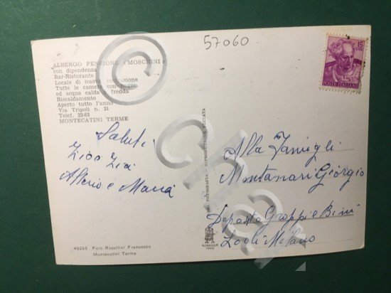 Cartolina Albergo - Pensione Moschini - Montecatini Terme- 1953