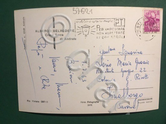 Cartolina Albergo Belvedere - Croce Serra Di Andrate - 1963