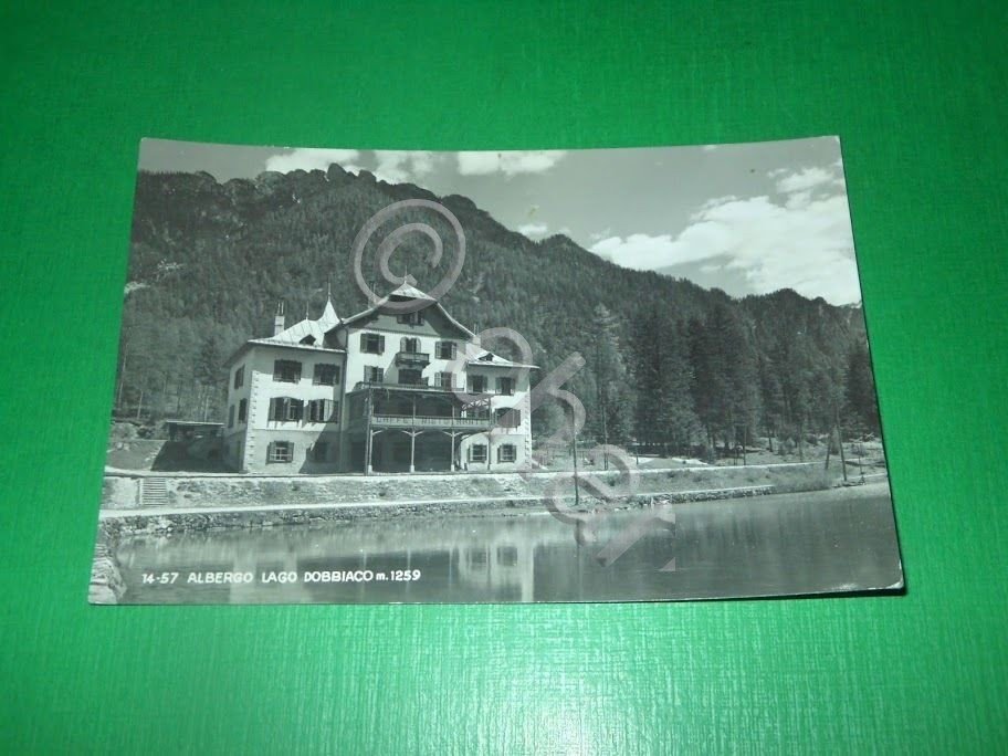 Cartolina Albergo Lago Dobbiaco - Veduta 1952.