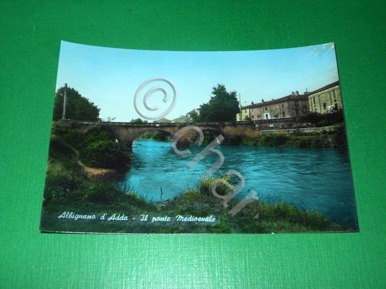 Cartolina Albignano d' Adda - Il ponte Medioevale 1960 ca