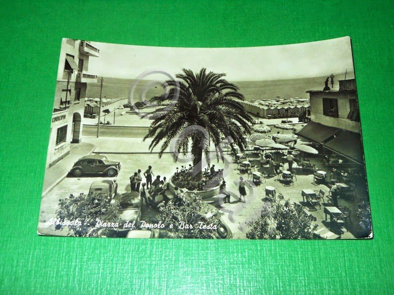 Cartolina Albissola - Piazza del Popolo e Bar Testa 1955 …