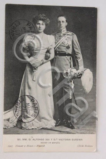 Cartolina Alfonso XIII di Spagna e regina Vittoria Eugenia Battenberg …