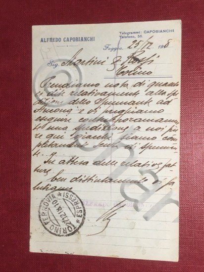 Cartolina Alfredo Capobianchi - Telegrammi - 1918