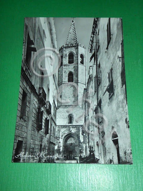 Cartolina Alghero - Il Campanile 1959