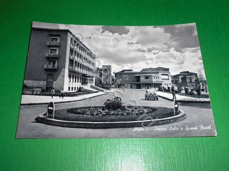Cartolina Alghero - Piazza Sulis e Grand Hotel 1960 ca.