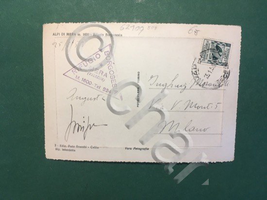 Cartolina Alpi Di Mera - Rifugio Borgosesia - 1953