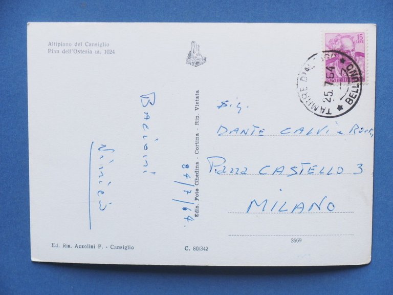 Cartolina Altipiano del Cansiglio - Pian dell'Osteria - 1964.