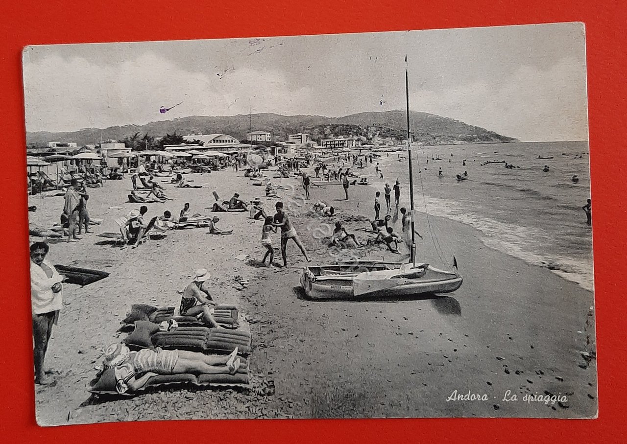 Cartolina Andora - La Spiaggia - 1963