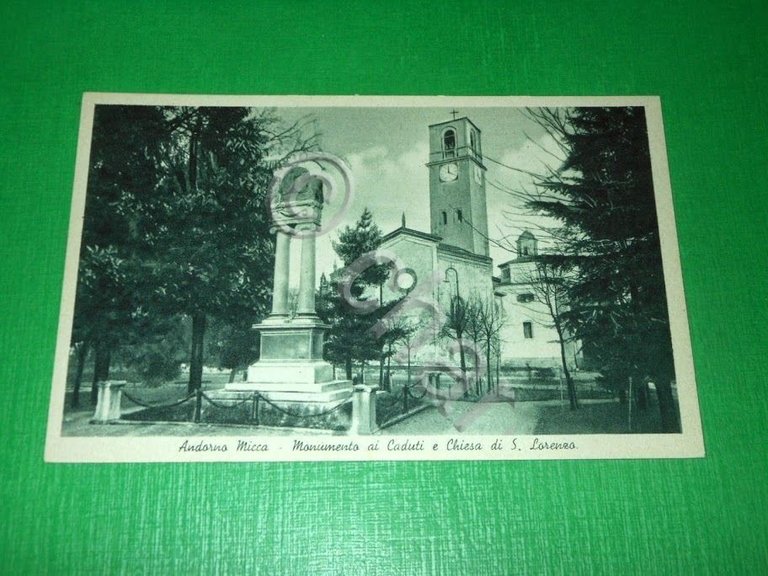 Cartolina Andorno Micca - Monumento ai Caduti e Chiesa di …