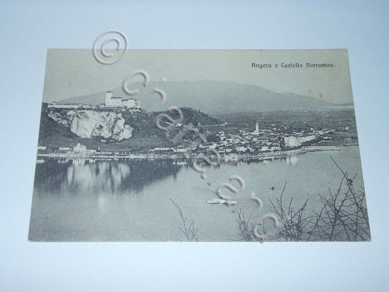 Cartolina Angera e Castello Borromeo - Veduta 1930 ca