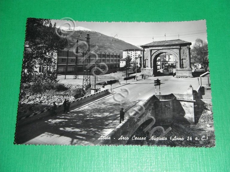 Cartolina Aosta - Arco Cesare Augusto 1957 | Immagine Gallery 2