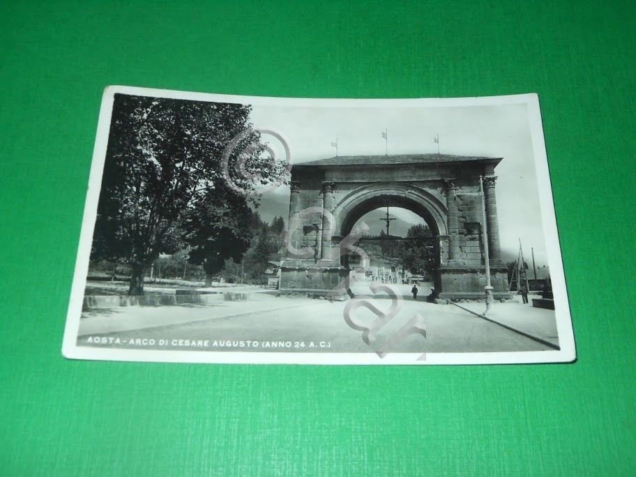 Cartolina Aosta - Arco di Cesare Augusto 1941.