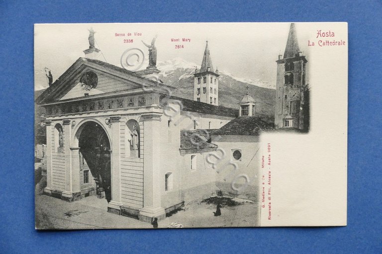 Cartolina Aosta - La Cattedrale - 1900 ca.