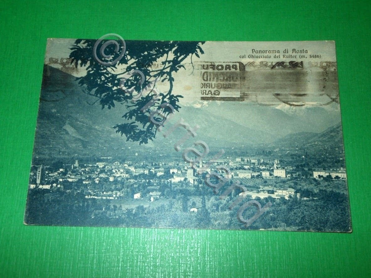 Cartolina Aosta - Panorama col Ghiacciaio del Ruitor 1949.