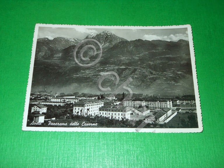Cartolina Aosta - Panorama delle Ceserme 1951