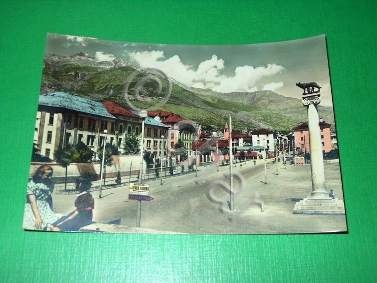 Cartolina Aosta - Piazza della Repubblica 1953.