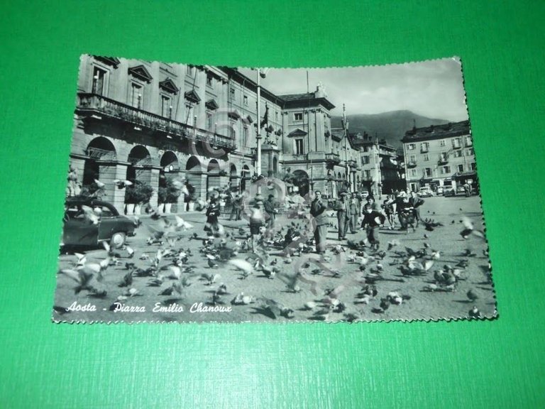 Cartolina Aosta - Piazza Emilio Chanoux 1956