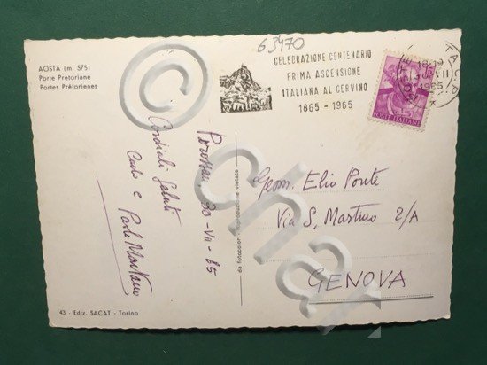 Cartolina Aosta - Porte Pretoriane - 1965