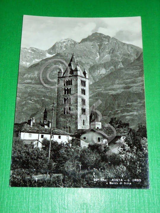 Cartolina Aosta - S. Orso e Becca di Nona 1950 …
